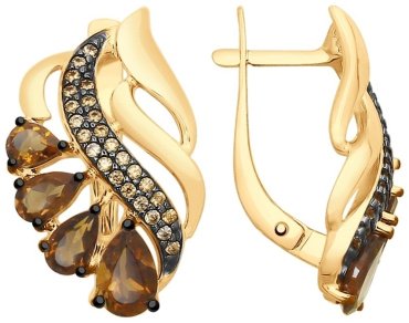 Серьги SOKOLOV 072 92021578 вес 4.18 г серебро, фианит, раухтопаз купить,26860