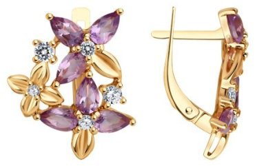 Серьги Diamant 93-320-02061-2 вес 3.69 г серебро, аметист, фианит купить,36936