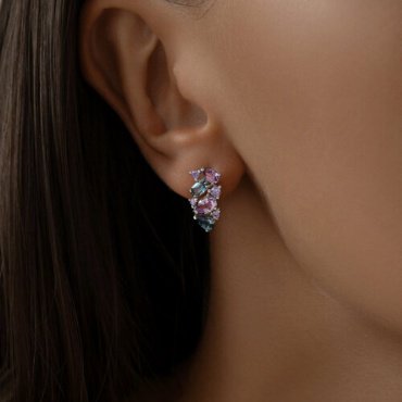 Серьги SOKOLOV 92022721 вес 2.89 г серебро, фианит, аметист, топаз купить,NaN