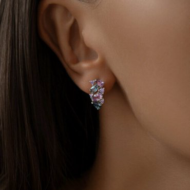 Серьги SOKOLOV 92022721 вес 2.89 г серебро, фианит, аметист, топаз купить,NaN