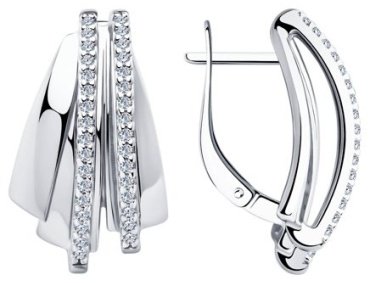 Серьги Diamant 94-120-00425-1 вес 6.37 г серебро, фианит купить,50117