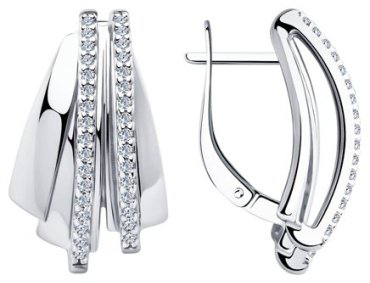 Серьги Diamant 94-120-00425-1 вес 6.37 г серебро, фианит купить,50117