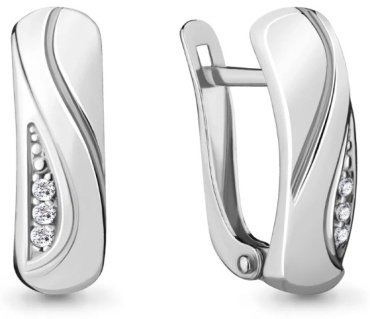 Серьги AQUAMARINE 48027А вес 2.8 г серебро, фианит купить,35910