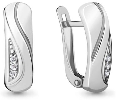 Серьги AQUAMARINE 48027А вес 2.8 г серебро, фианит купить,35910