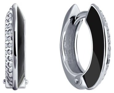 Серьги Diamant 94-120-01969-1 вес 3.46 г серебро, эмаль, фианит купить,16940