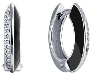 Серьги Diamant 94-120-01969-1 вес 3.46 г серебро, эмаль, фианит купить,16940