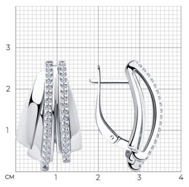 Серьги Diamant 94-120-00425-1 вес 6.37 г серебро, фианит купить,50117