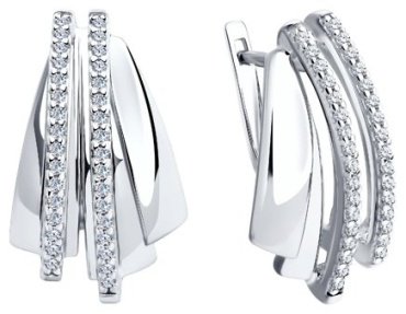 Серьги Diamant 94-120-00425-1 вес 6.37 г серебро, фианит купить,50117