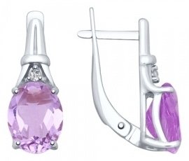Серьги SOKOLOV 92022026 вес 2.96 г серебро, аметист, фианит купить,25650