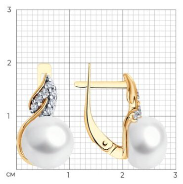 Серьги Diamant 93-320-01935-1 вес 3.21 г серебро, жемчуг, фианит купить,NaN