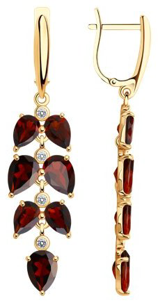 Серьги Diamant 93-321-02622-1 вес 5.56 г серебро, фианит, гранат купить,67588