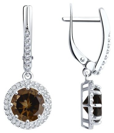 Серьги Diamant 94-321-02052-4 вес 3.99 г серебро, фианит, раухтопаз купить,30780