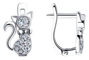 Серьги Diamant 94-120-01061-1 вес 2.07 г серебро, фианит купить,NaN