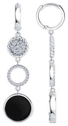 Серьги Diamant 94-321-02279-1 вес 7.22 г серебро, агат, фианит купить,39106