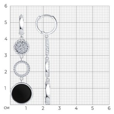 Серьги Diamant 94-321-02279-1 вес 7.22 г серебро, агат, фианит купить,39106