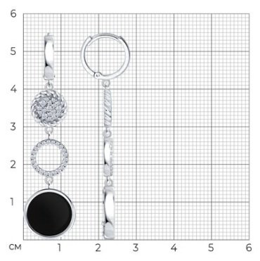 Серьги Diamant 94-321-02279-1 вес 7.22 г серебро, агат, фианит купить,39106