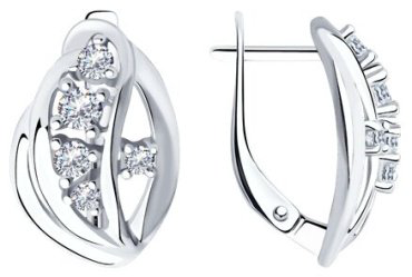 Серьги Diamant 94-120-00536-1 вес 4.2 г серебро, фианит купить,26676