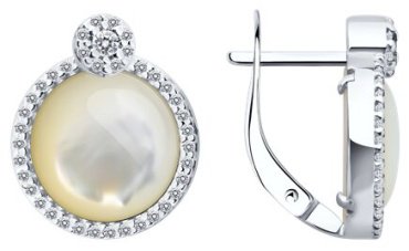 Серьги Diamant D94-320-02314-1_s вес 5.95 г серебро, фианит, перламутр купить,NaN