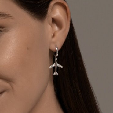 Серьги SOKOLOV 94026710 Самолеты вес 4.2 г серебро, фианит купить,NaN