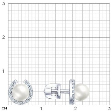 Пусеты SOKOLOV 94021726 вес 2.17 г серебро, жемчуг, фианит купить,NaN