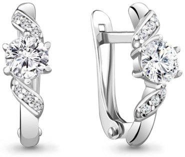 Серьги AQUAMARINE 48808А вес 2.7 г серебро, фианит купить,20713
