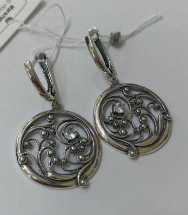Серьги Красная пресня 33812278 вес 8.58 г серебро, фианит купить,28201