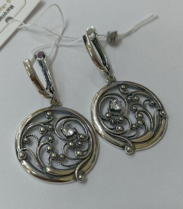 Серьги Красная пресня 33812278 вес 8.58 г серебро, фианит купить,28201
