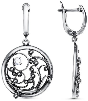 Серьги Красная пресня 33812278 вес 8.58 г серебро, фианит купить,28201