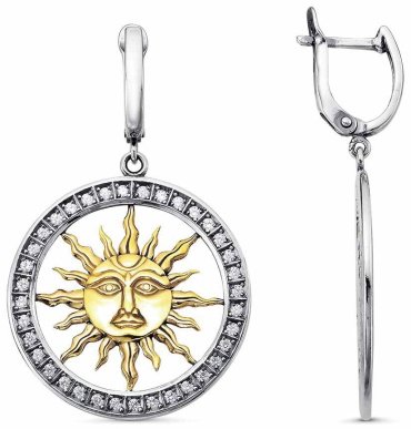 Серьги Красная пресня 3387150-1 вес 12 г серебро, фианит купить,56430
