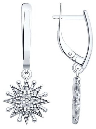 Серьги Diamant 94-121-02109-1 вес 2.76 г серебро, фианит купить,NaN