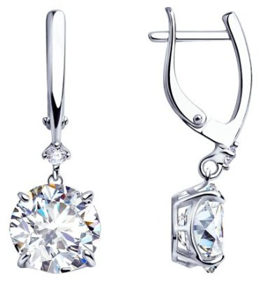 Серьги Diamant 94-121-01653-1 вес 5.6 г серебро, фианит купить,29630