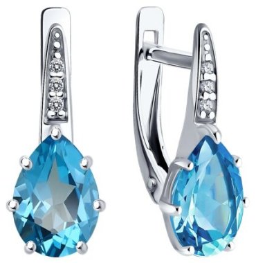 Серьги Diamant 94-320-02059-1 вес 2.2 г серебро, фианит, топаз купить,51300