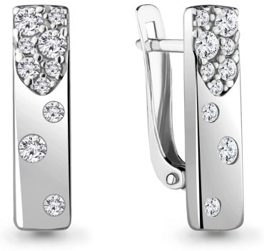 Серьги AQUAMARINE 48406А вес 2.9 г серебро, фианит купить,27010