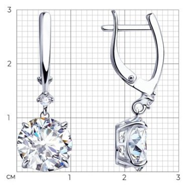 Серьги Diamant 94-121-01653-1 вес 5.6 г серебро, фианит купить,29630