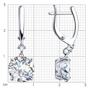 Серьги Diamant 94-121-01653-1 вес 5.6 г серебро, фианит купить,29630