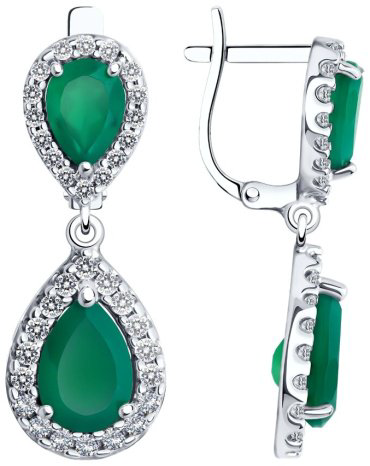 Серьги SOKOLOV 92022825 вес 4.89 г серебро, агат, фианит купить,NaN