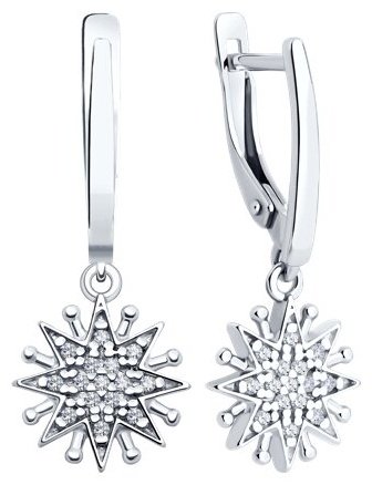 Серьги Diamant 94-121-02109-1 вес 2.76 г серебро, фианит купить,NaN