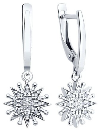Серьги Diamant 94-121-02109-1 вес 2.76 г серебро, фианит купить,NaN