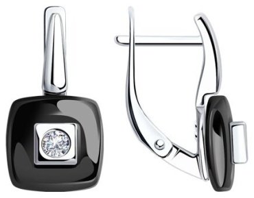 Серьги Diamant 94-120-01278-1 вес 5.1 г серебро, фианит купить,17442