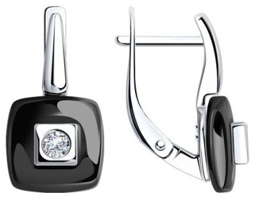 Серьги Diamant 94-120-01278-1 вес 5.1 г серебро, фианит купить,17442
