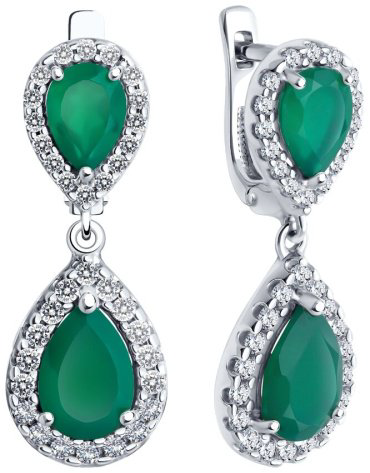 Серьги SOKOLOV 92022825 вес 4.89 г серебро, агат, фианит купить,NaN
