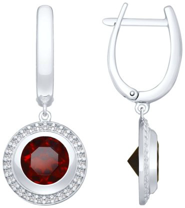 Серьги SOKOLOV 92022056 вес 5.3 г серебро, фианит, гранат купить,49333