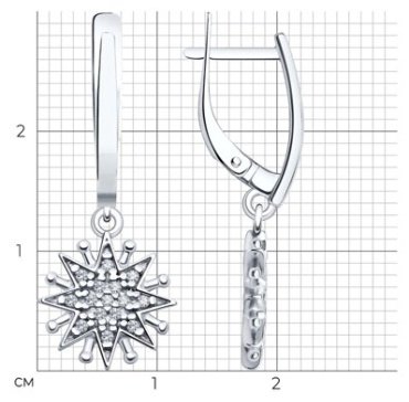Серьги Diamant 94-121-02109-1 вес 2.76 г серебро, фианит купить,NaN