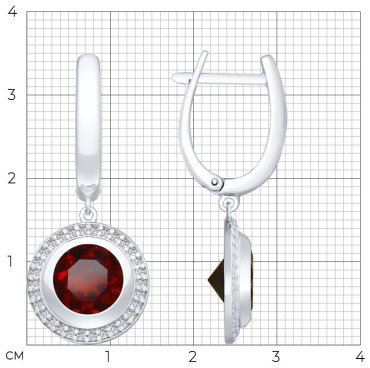 Серьги SOKOLOV 92022056 вес 5.3 г серебро, фианит, гранат купить,49333