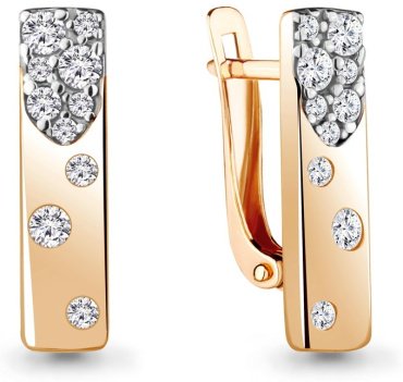 Серьги AQUAMARINE 48406А вес 2.9 г серебро, фианит купить,27010