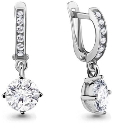 Серьги AQUAMARINE 46070А вес 2.6 г серебро, фианит купить,NaN