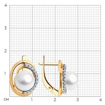 Серьги Diamant 93-320-01927-1 вес 3.84 г серебро, культивированный жемчуг, фианит купить,20476