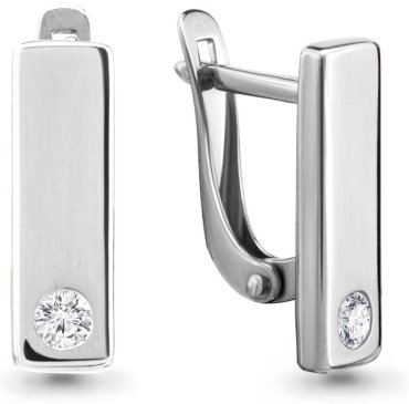 Серьги AQUAMARINE 46463А вес 2.4 г серебро, фианит купить,30575