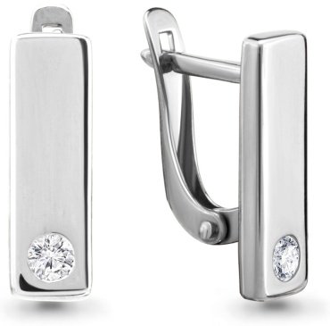 Серьги AQUAMARINE 46463А вес 2.4 г серебро, фианит купить,30575