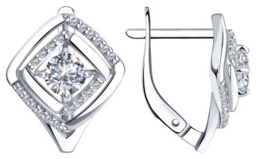 Серьги Diamant 94-120-00740-1 вес 3.71 г серебро, фианит купить,18734